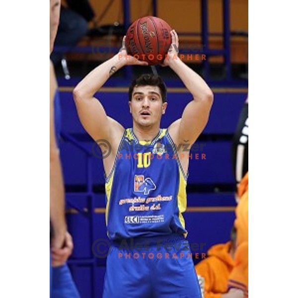 Tjaz Rotar in action during 1.SKL basketball match between Helios Suns and Sencur GGD in Domzale Sports Hall, Slovenia on October 5, 2019