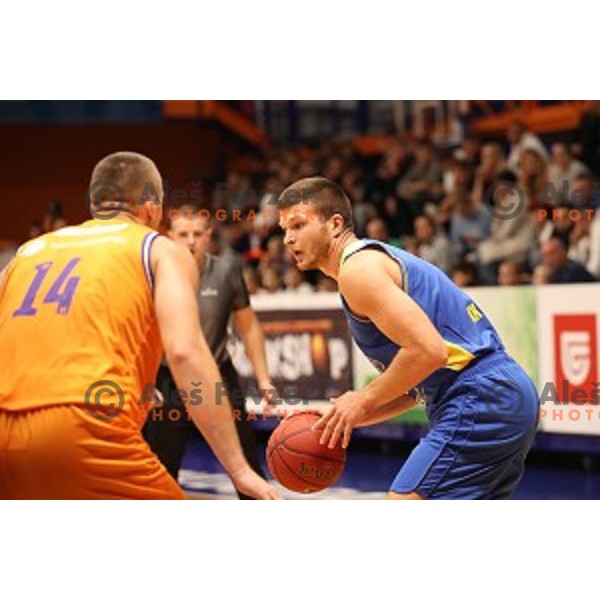 Dino Muric in action during 1.SKL basketball match between Helios Suns and Sencur GGD in Domzale Sports Hall, Slovenia on October 5, 2019