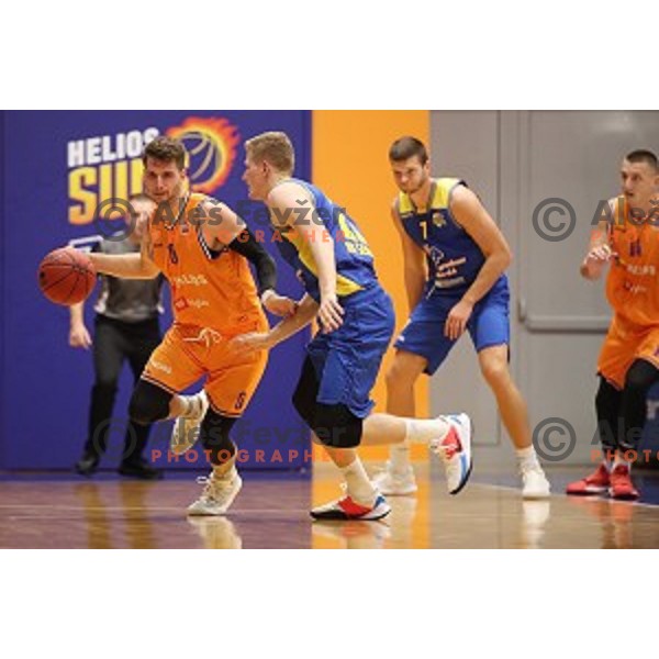 action during 1.SKL basketball match between Helios Suns and Sencur GGD in Domzale Sports Hall, Slovenia on October 5, 2019
