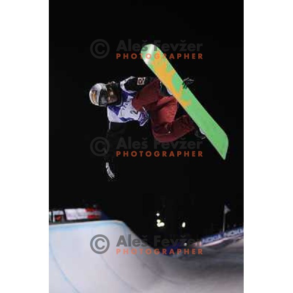 Brendan Davis (CAN) at Nokia Snowboard FIS World Cup Half pipe final in Calgary, Alberta, Canada on February 29th 2008. Photo by Ales Fevzer 
