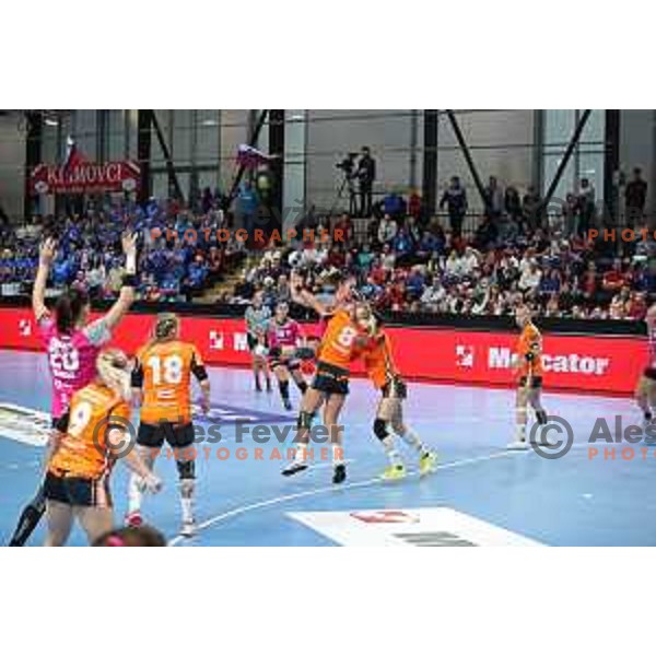 Nina Zulic of Krim Mercator during EHF Women\'s Champions League handball match between Krim Mercator and Banik most in Kodeljevo Hall, Ljubljana, Slovenia on October 6, 2019