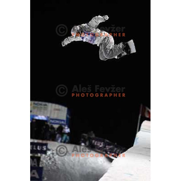Jiayo Liu (CHN) at Nokia Snowboard FIS World Cup Half pipe final in Calgary, Alberta, Canada on February 29th 2008. Photo by Ales Fevzer 