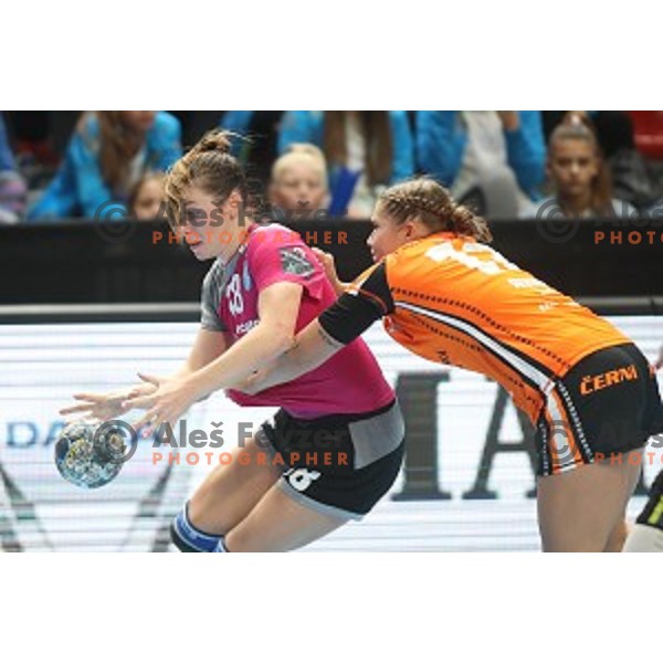 Nina Zulic of Krim Mercator during EHF Women\'s Champions League handball match between Krim Mercator and Banik most in Kodeljevo Hall, Ljubljana, Slovenia on October 6, 2019