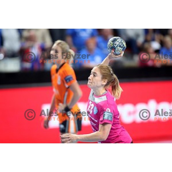 Polona Baric of Krim Mercator during EHF Women\'s Champions League handball match between Krim Mercator and Banik most in Kodeljevo Hall, Ljubljana, Slovenia on October 6, 2019