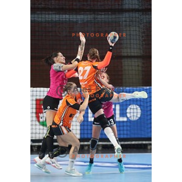 Alja Varagic of Krim Mercator during EHF Women\'s Champions League handball match between Krim Mercator and Banik most in Kodeljevo Hall, Ljubljana, Slovenia on October 6, 2019