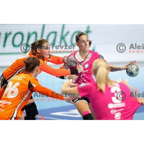 Alja Varagic of Krim Mercator during EHF Women\'s Champions League handball match between Krim Mercator and Banik most in Kodeljevo Hall, Ljubljana, Slovenia on October 6, 2019