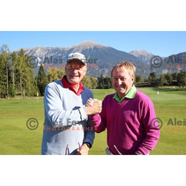 Amateur golf competition between teams Bojan Krizaj ( Slovenia) and Franz Klammer (Austria) at Royal Bled golf course, Slovenia on October 12, 2109
