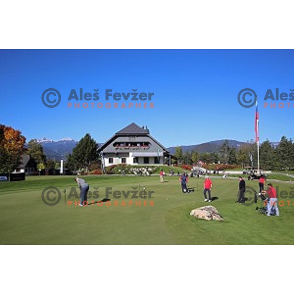 Amateur golf competition between teams Bojan Krizaj ( Slovenia) and Franz Klammer (Austria) at Royal Bled golf course, Slovenia on October 12, 2109
