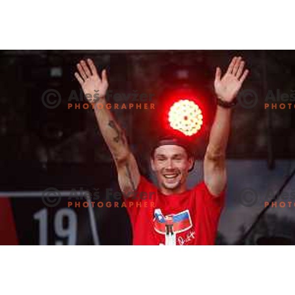 Reception for Primoz Roglic in Zagorje, Slovenia on October 15, 2019