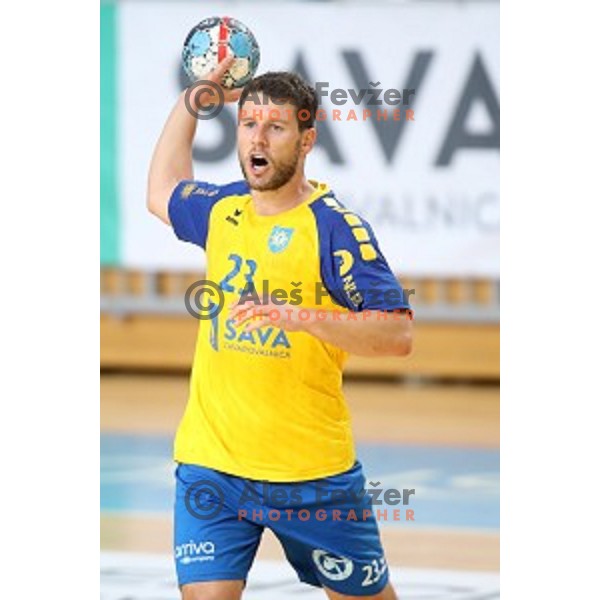 Ziga Smolnik in action during 1.NLB league handball match between Koper and Celje Pivovarna Lasko in Bonifika Hall, Koper, Slovenia on October 16, 2019