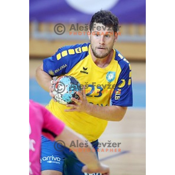 Ziga Smolnik in action during 1.NLB league handball match between Koper and Celje Pivovarna Lasko in Bonifika Hall, Koper, Slovenia on October 16, 2019