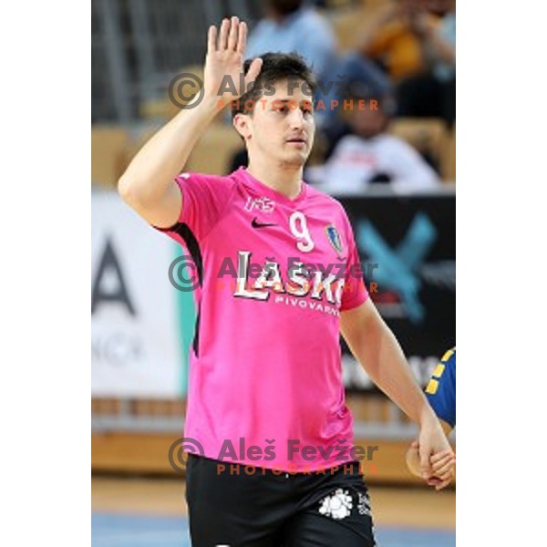 David Razgor in action during 1.NLB league handball match between Koper and Celje Pivovarna Lasko in Bonifika Hall, Koper, Slovenia on October 16, 2019