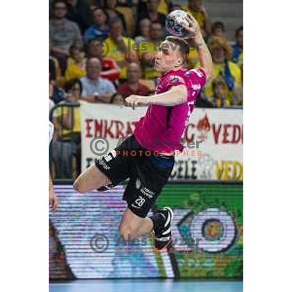 Jan Grebenc in action during Velux EHF Champions League 2019/20 handball match between Celje Pivovarna Lasko and Elverum in Zlatorog Arena, Celje, Slovenia on October 20, 2019