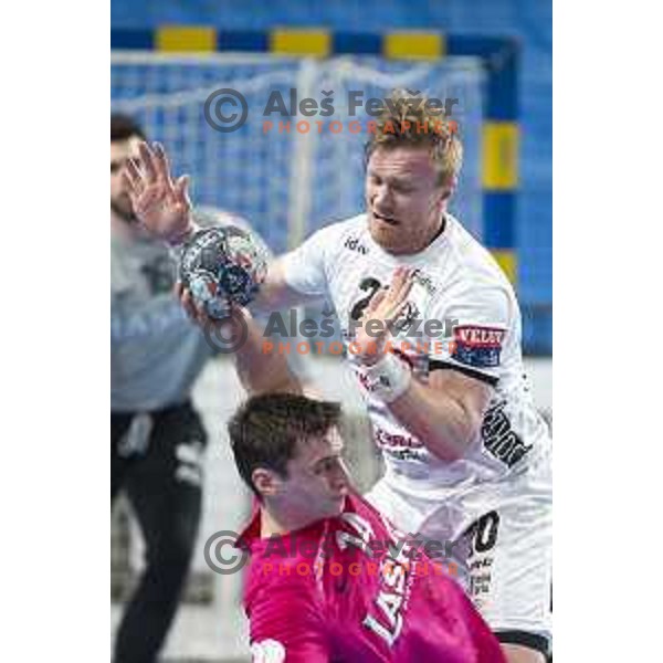 in action during Velux EHF Champions League 2019/20 handball match between Celje Pivovarna Lasko and Elverum in Zlatorog Arena, Celje, Slovenia on October 20, 2019