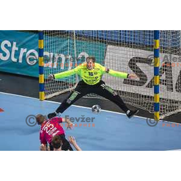 in action during Velux EHF Champions League 2019/20 handball match between Celje Pivovarna Lasko and Elverum in Zlatorog Arena, Celje, Slovenia on October 20, 2019