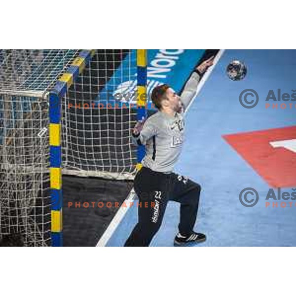 Klemen Ferlin in action during Velux EHF Champions League 2019/20 handball match between Celje Pivovarna Lasko and Elverum in Zlatorog Arena, Celje, Slovenia on October 20, 2019