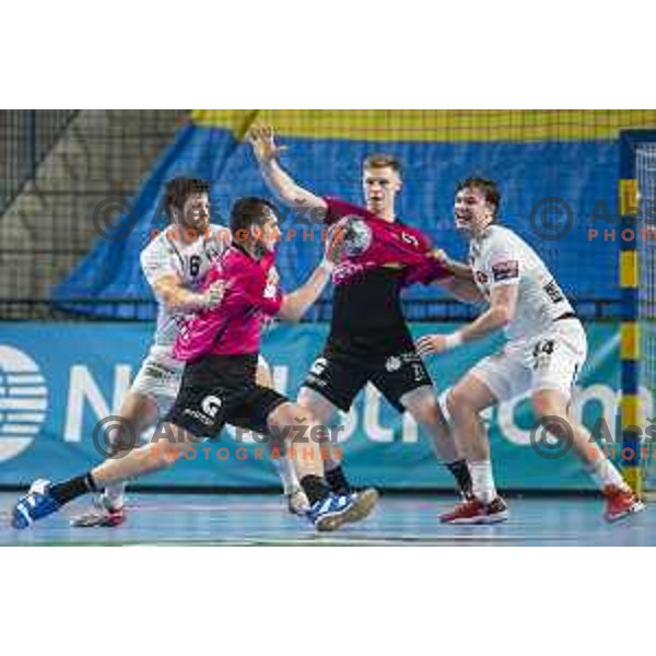 Josip Sarac in action during Velux EHF Champions League 2019/20 handball match between Celje Pivovarna Lasko and Elverum in Zlatorog Arena, Celje, Slovenia on October 20, 2019