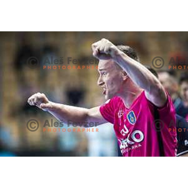Jan Grebenc in action during Velux EHF Champions League 2019/20 handball match between Celje Pivovarna Lasko and Elverum in Zlatorog Arena, Celje, Slovenia on October 20, 2019