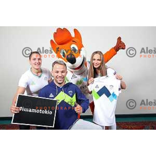 Andreja Leski, Adrian Gomboc and Kaja Kajzer, Slovenia Olympic team candidates for Tokyo 2020 Summer Olympic games during Days of Slovenian Olympic Committee in hotel Bernardin, Portoroz, Slovenia on October 21, 2019
