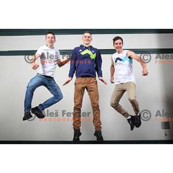 Tadej Pogacar, Jan Polanc and Matej Mohoric, Slovenia Olympic team candidates for Tokyo 2020 Summer Olympic games during Days of Slovenian Olympic Committee in hotel Bernardin, Portoroz, Slovenia on October 21, 2019