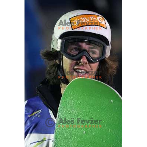 Brendan Davis (CAN) at Nokia Snowboard FIS World Cup Half pipe final in Calgary, Alberta, Canada on February 29th 2008. Photo by Ales Fevzer 