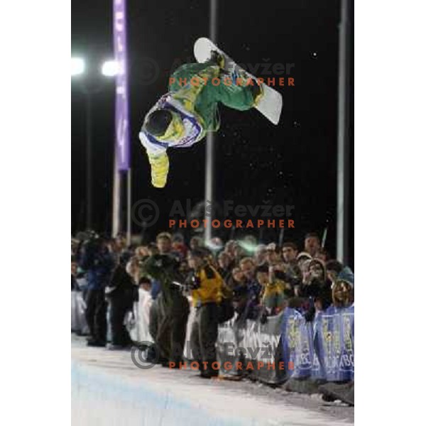 Jeff Batchelor (CAN) at Nokia Snowboard FIS World Cup Half pipe final in Calgary, Alberta, Canada on February 29th 2008. Photo by Ales Fevzer 