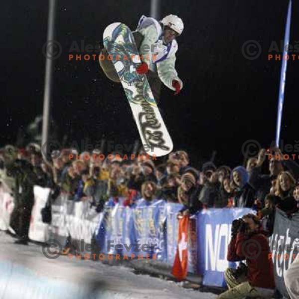 Sergio Berger (SUI) at Nokia Snowboard FIS World Cup Half pipe final in Calgary, Alberta, Canada on February 29th 2008. Photo by Ales Fevzer 