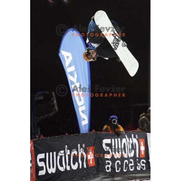 Justin Lamoureux (CAN) at Nokia Snowboard FIS World Cup Half pipe final in Calgary, Alberta, Canada on February 29th 2008. Photo by Ales Fevzer 