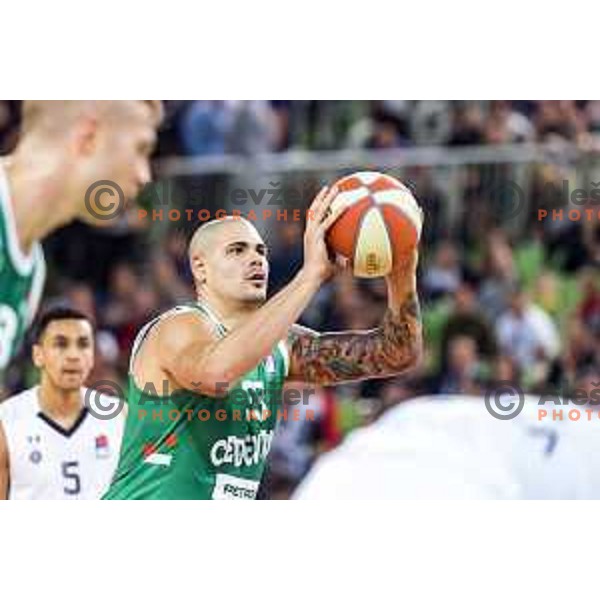 Maik Zirbes in action during ABA league regular season basketball match between Cedevita Olimpija and Partizan NIS in SRC Stozice, Ljubljana, Slovenia on October 26, 2019