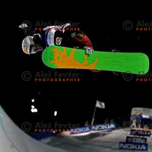 Brendan Davis (CAN) at Nokia Snowboard FIS World Cup Half pipe final in Calgary, Alberta, Canada on February 29th 2008. Photo by Ales Fevzer 