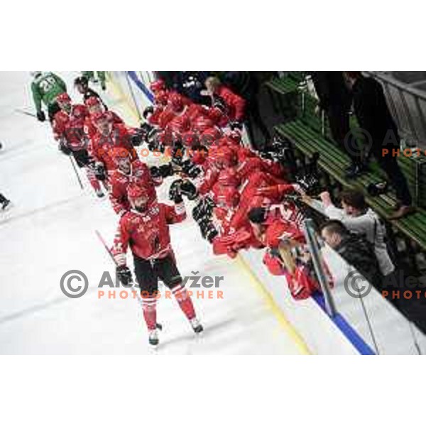 of SZ Olimpija in action during Alps League regular season ice-hockey match between SZ Olimpija and Acroni Jesenice in Tivoli Hall, Ljubljana, Slovenia on October 26, 2019