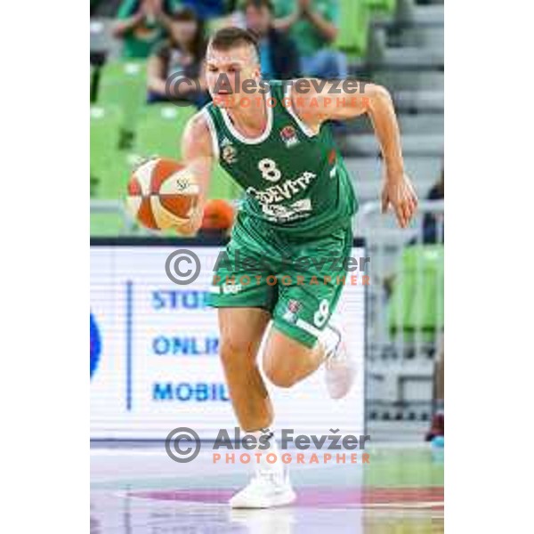 Edo Muric in action during ABA league regular season basketball match between Cedevita Olimpija and Partizan NIS in SRC Stozice, Ljubljana, Slovenia on October 26, 2019