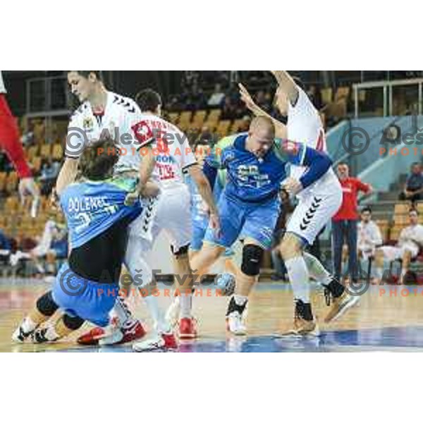 Matej Gaber of Slovenia in action during preparatory handball match between team Slovenia and Serbia in Lukna, Maribor, Slovenia on October 27, 2019