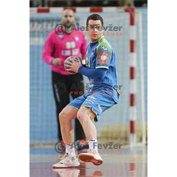 Miha Zarabec of Slovenia in action during preparatory handball match between team Slovenia and Serbia in Lukna, Maribor, Slovenia on October 27, 2019