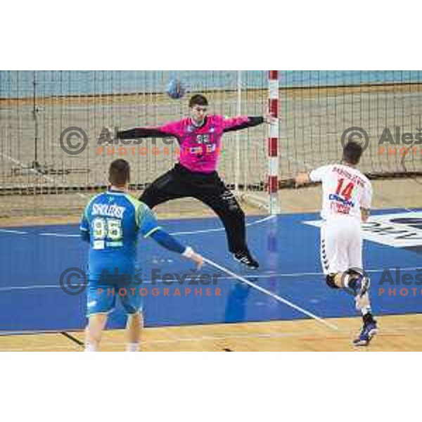 Rok Zaponsek of Slovenia in action during preparatory handball match between team Slovenia and Serbia in Lukna, Maribor, Slovenia on October 27, 2019