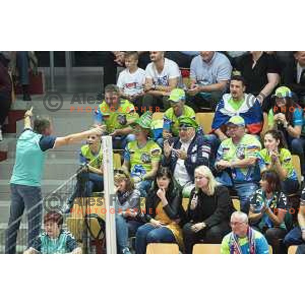 Fans of Slovenia during preparatory handball match between team Slovenia and Serbia in Lukna, Maribor, Slovenia on October 27, 2019