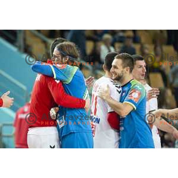 Dean Bombac of Slovenia in action during preparatory handball match between team Slovenia and Serbia in Lukna, Maribor, Slovenia on October 27, 2019