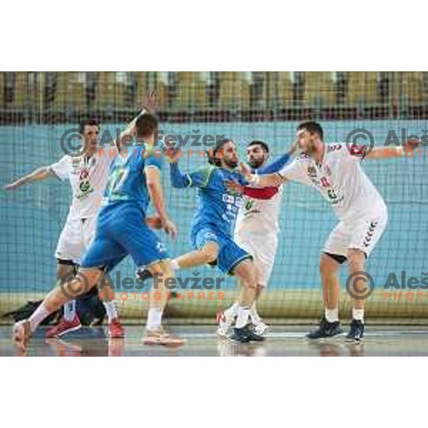 Dean Bombac of Slovenia in action during preparatory handball match between team Slovenia and Serbia in Lukna, Maribor, Slovenia on October 27, 2019