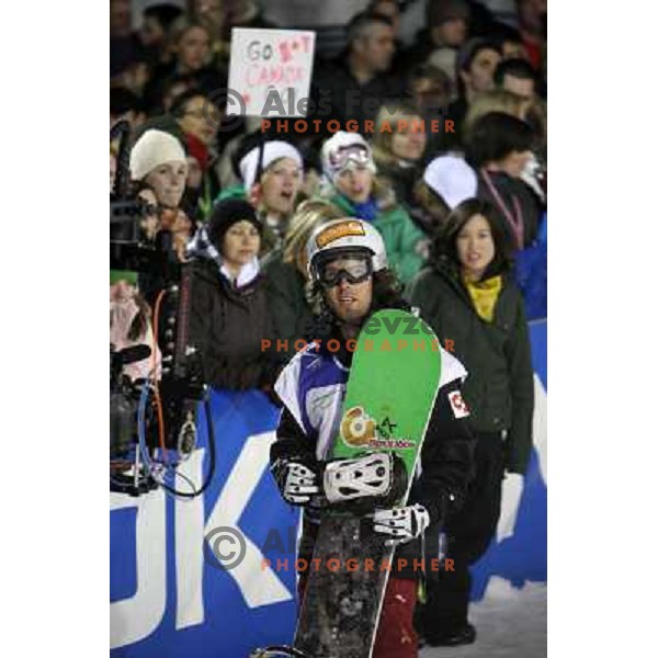 Brendan Davis (CAN) at Nokia Snowboard FIS World Cup Half pipe final in Calgary, Alberta, Canada on February 29th 2008. Photo by Ales Fevzer 