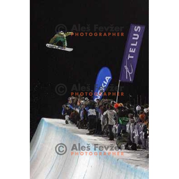 Jeff Batchelor (CAN) at Nokia Snowboard FIS World Cup Half pipe final in Calgary, Alberta, Canada on February 29th 2008. Photo by Ales Fevzer 
