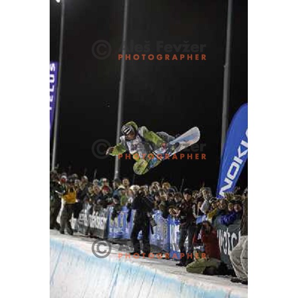 Brad Martin (CAN) at Nokia Snowboard FIS World Cup Half pipe final in Calgary, Alberta, Canada on February 29th 2008. Photo by Ales Fevzer 