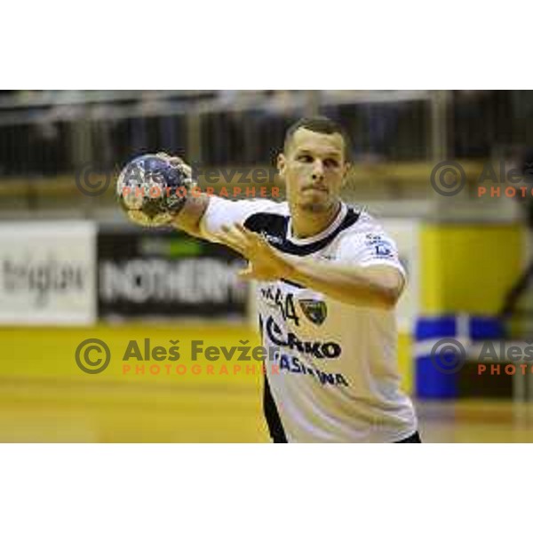 action during 1.NLB League handball match between Riko Ribnica and Celje Pivovarna Lasko in Ribnica Sports Hall, Slovenia on October 30, 2019