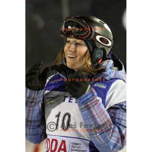 Kelly Marren (USA) at Nokia Snowboard FIS World Cup Half pipe final in Calgary, Alberta, Canada on February 29th 2008. Photo by Ales Fevzer 