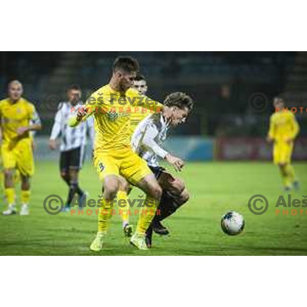 Damjan Vuklisevic vs Kai Cipot in action during Slovenian Cup 2019/20 football match between Mura and Domzale in Fazanerija, Murska Sobota, Slovenia on October 30, 2019