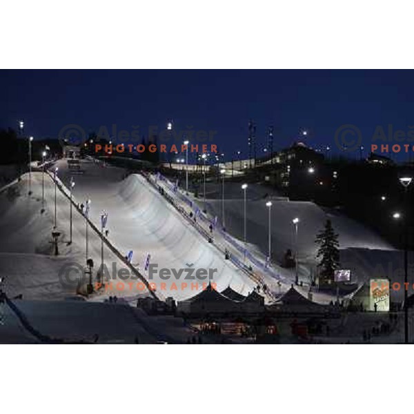 Half pipe in Olympic park at Nokia Snowboard FIS World Cup Half pipe final in Calgary, Alberta, Canada on February 29th 2008. Photo by Ales Fevzer 