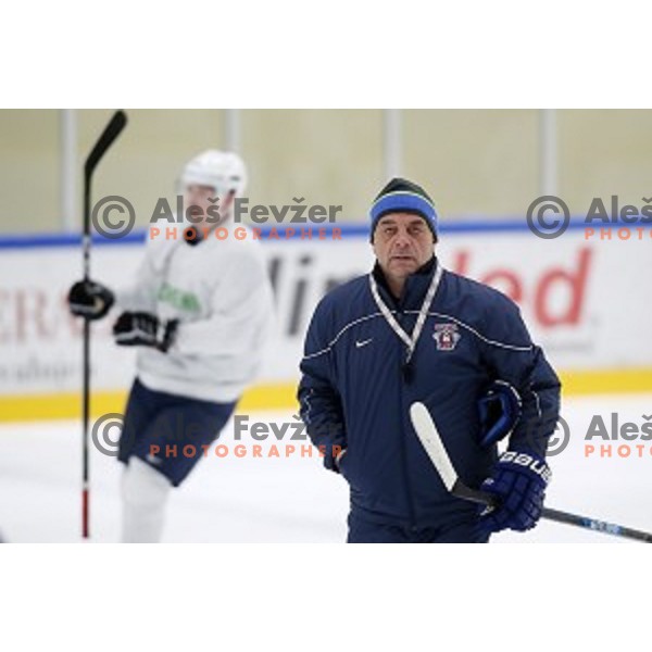 Matjaz Kopitar, head coach of Slovenia ice-hockey team during practice session in Bled Ice Hall on November 4, 2019
