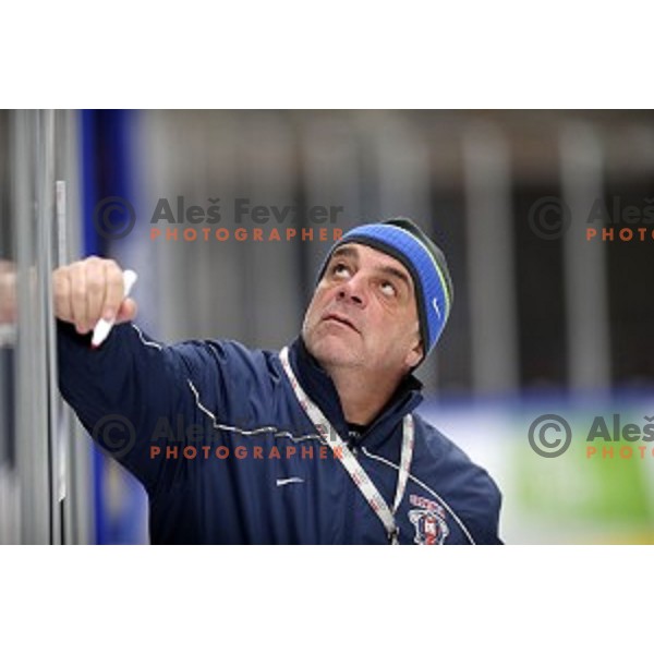 Matjaz Kopitar, head coach of Slovenia ice-hockey team during practice session in Bled Ice Hall on November 4, 2019