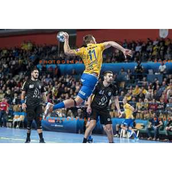 Gal Marguc in action during Velux EHF Champions League handball match between Celje Pivovarna Lasko and Zagreb in Zlatorog Hall, Celje, Slovenia on November 10, 2019