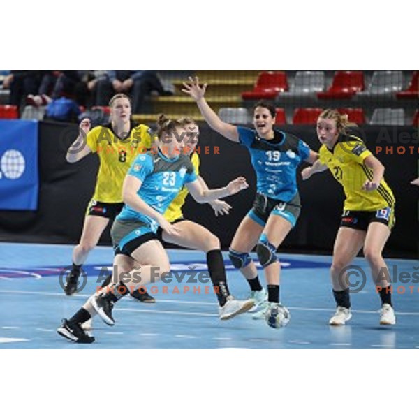 Hana Vucko in action during EHF Women\'s Champions League match between Krim Mercator (SLO) and Savehof (SWE) in Kodeljevo Hall, Ljubljana, Slovenia on November 17, 2019