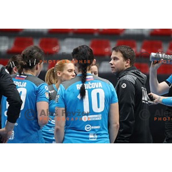 Uros Bregar, head coach of Krim Mercator during EHF Women\'s Champions League handball match between Krim Mercator and Savehof in Kodeljevo Hall, Ljubljana, Slovenia on November 17, 2019